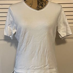 Calvin Klein , women’s stretchy.  White , T shirt,  Large, V neck